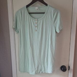 Sew In Love Light Green Buttoned Tee